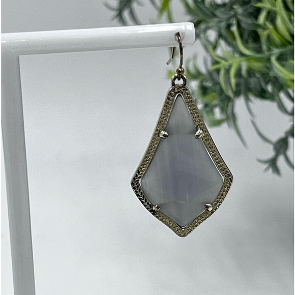 Kendra Scott Alex Slate Cat’s Eye 14K Gold Plated French Wire Earrings - Picture 5 of 12